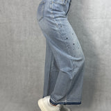 Jeans vita alta e gamba larga con strass JF265 DENIM OFELIA 