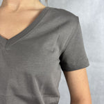 T-shirt basica scollo a V L5560 FUMO OFELIA 