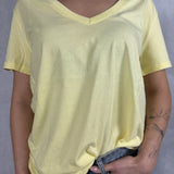 T-shirt basica scollo a V L5560 GIALLO OFELIA 