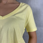 T-shirt basica scollo a V L5560 GIALLO OFELIA 