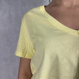 T-shirt basica scollo a V L5560 GIALLO OFELIA 