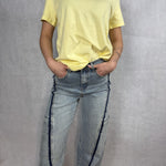T-shirt basica scollo a V L5560 GIALLO OFELIA 