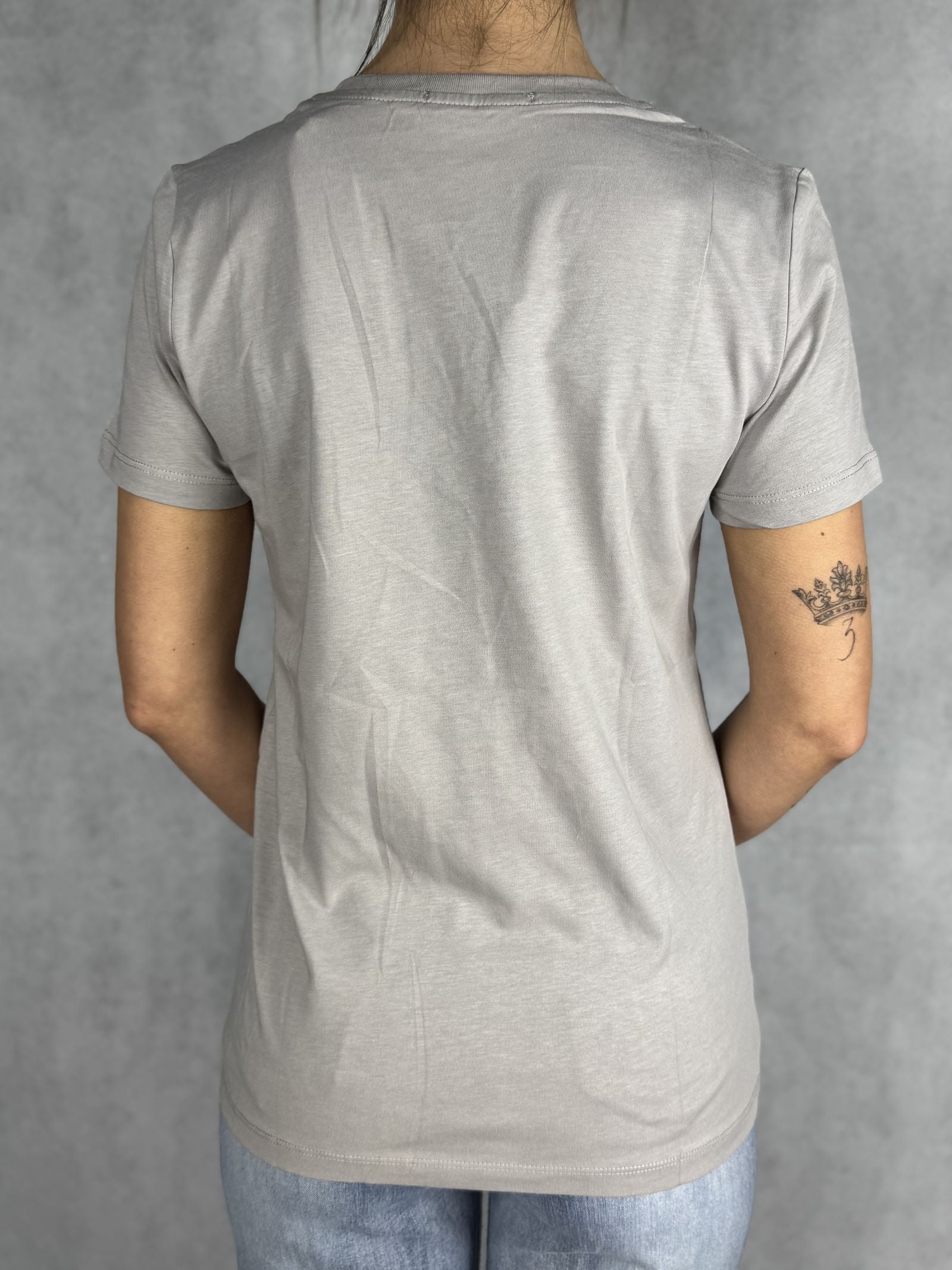 T-shirt basica scollo a V L5560 GRIGIO OFELIA 