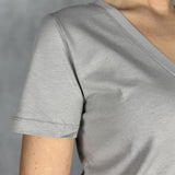 T-shirt basica scollo a V L5560 GRIGIO OFELIA 