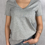 T- shirt basica scollo a V L5560 MELANGE OFELIA 