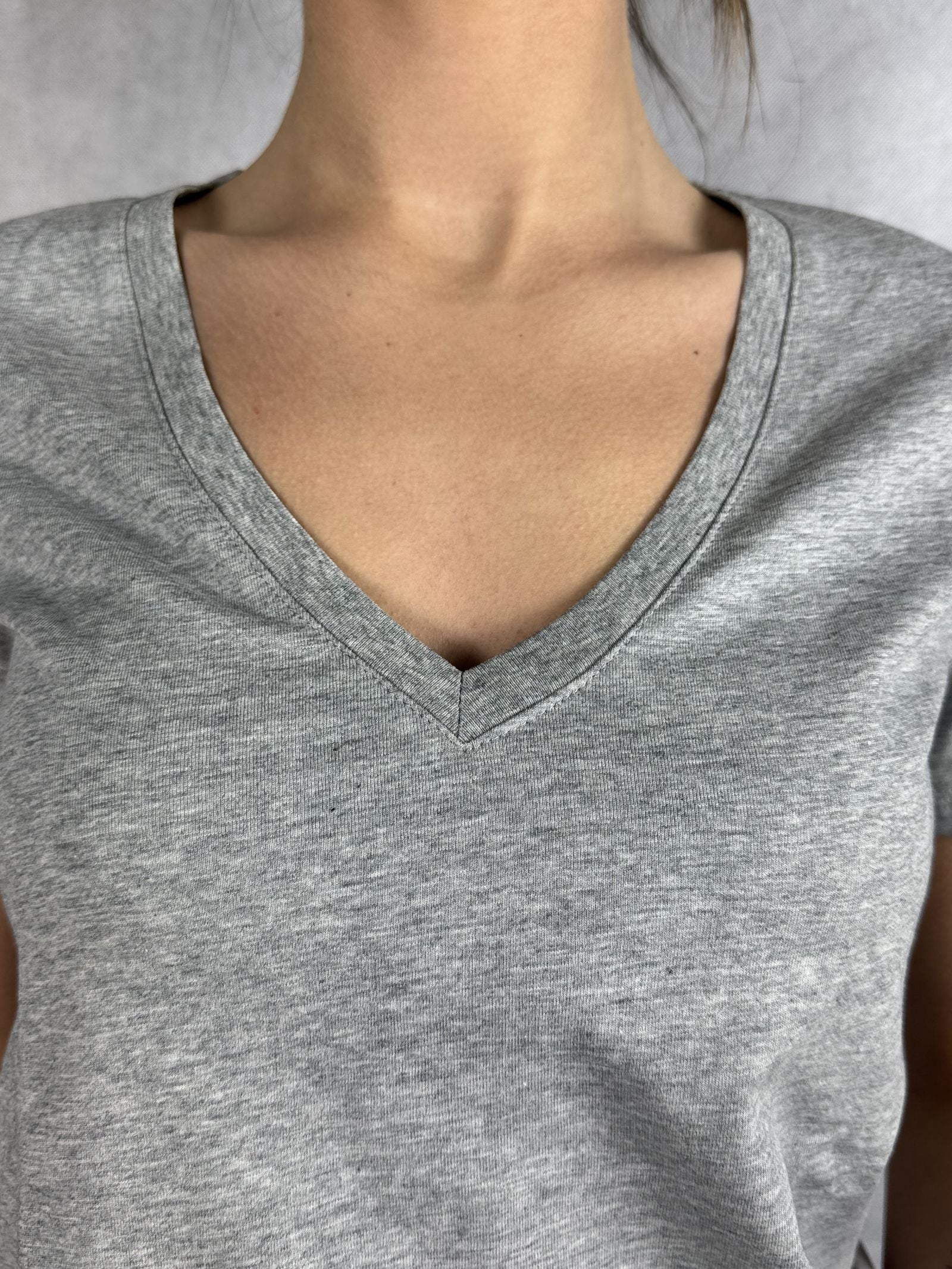 T- shirt basica scollo a V L5560 MELANGE OFELIA 