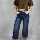 T- shirt girocollo con strass L8586 CIOCCOLATO OFELIA 