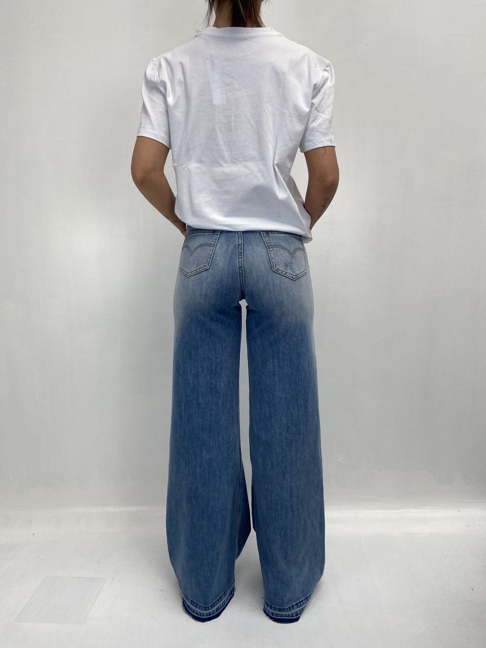 T- shirt girocollo L8869 BIANCO OFELIA 