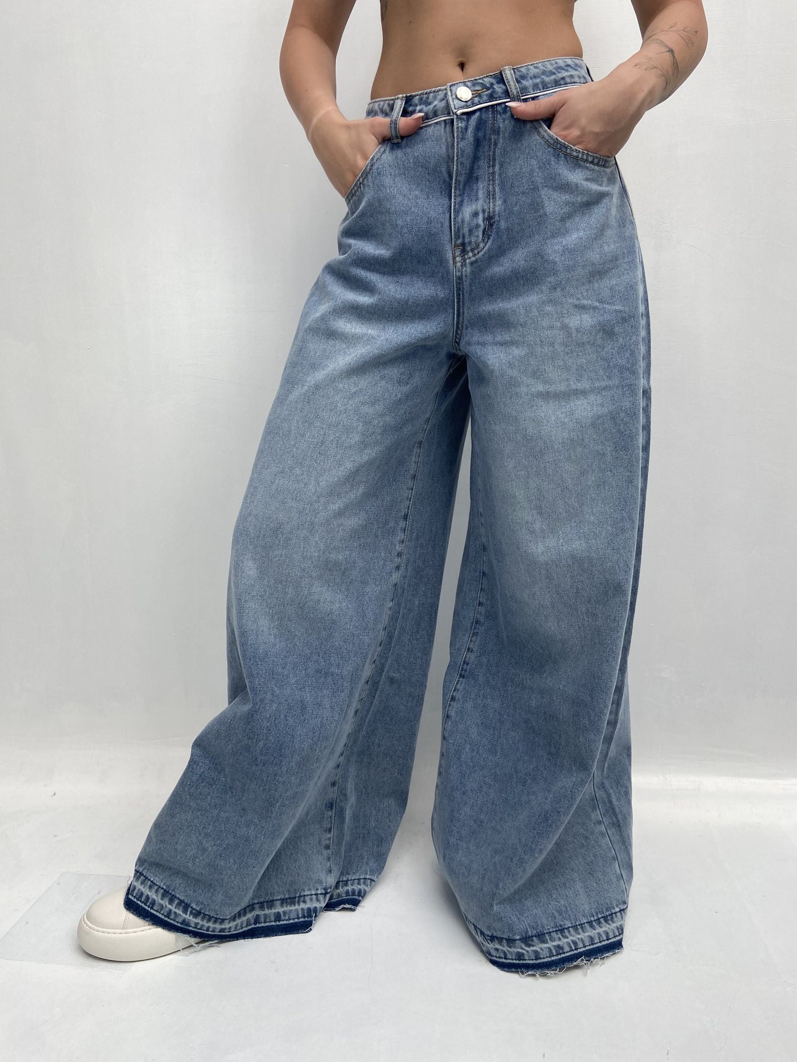 Jeans vita alta e gamba larga LAF184 DENIM OFELIA 