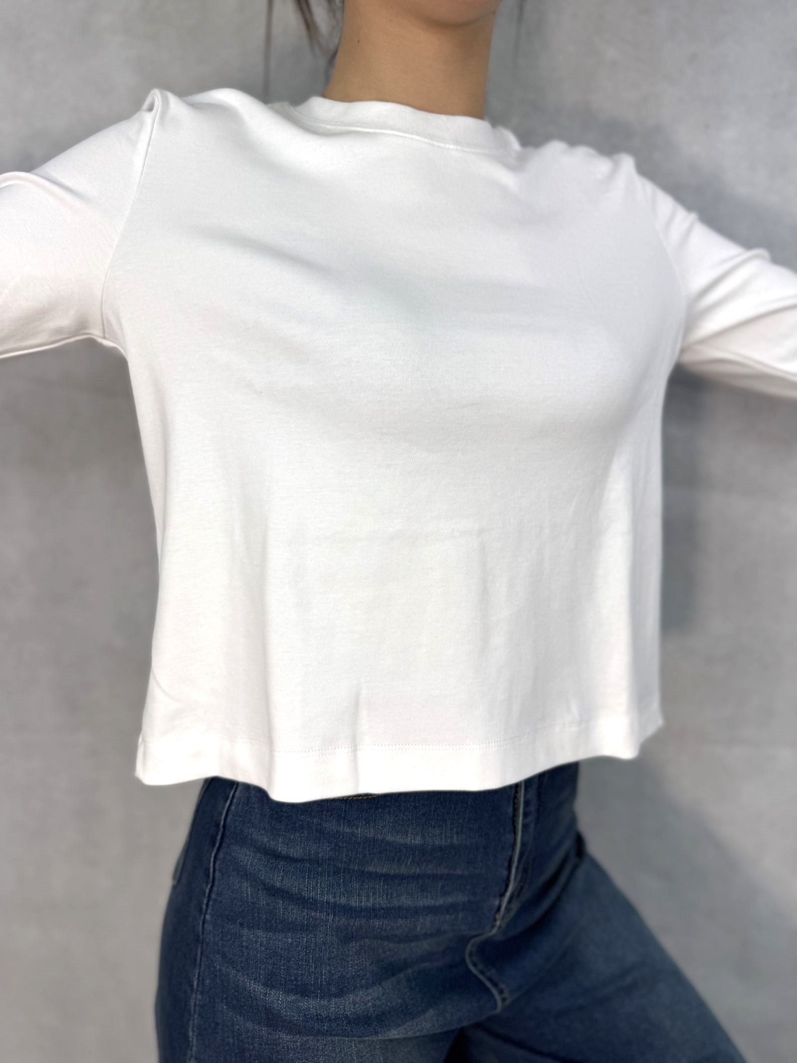 T-shirt regular  manica lunga LC240211 BIANCO OFELIA 