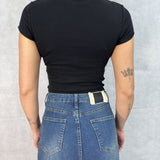 T- shirt girocollo maniche corte LC240321 NERO OFELIA 