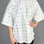 T- shirt mezze maniche con specchietti LC240339 BIANCO OFELIA 