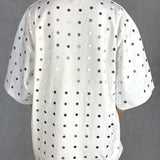 T- shirt mezze maniche con specchietti LC240339 BIANCO OFELIA 