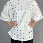 T- shirt mezze maniche con specchietti LC240339 BIANCO OFELIA 