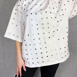 T- shirt mezze maniche con specchietti LC240339 BIANCO OFELIA 