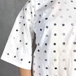 T- shirt mezze maniche con specchietti LC240339 BIANCO OFELIA 