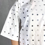 T- shirt mezze maniche con specchietti LC240339 BIANCO OFELIA 