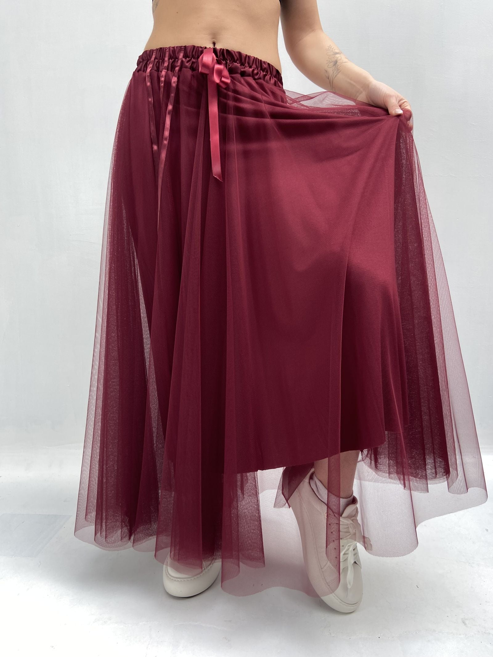 Gonna lunga in tulle MK04.015 BORDEAUX OFELIA 