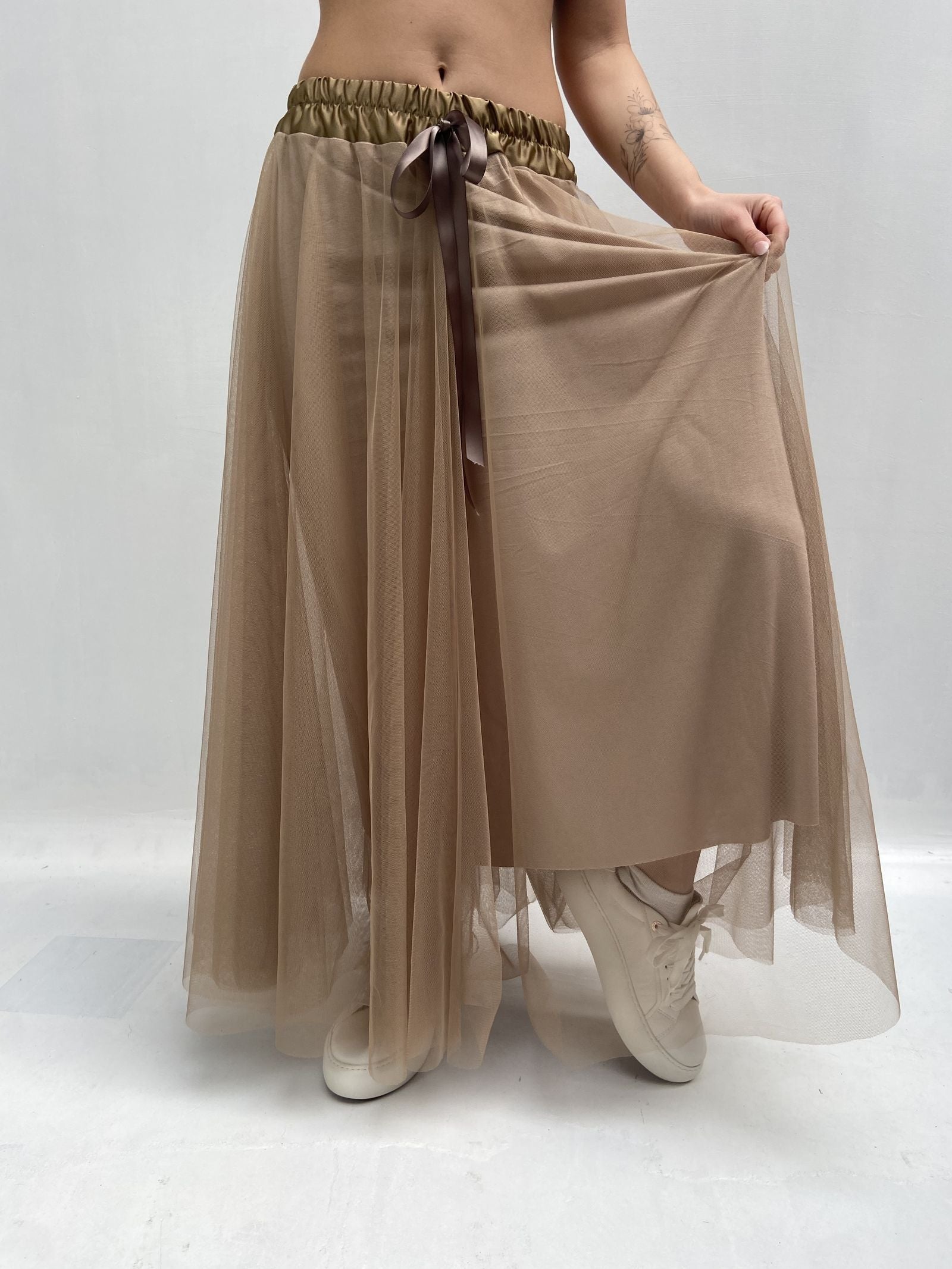 Gonna lunga in tulle MK04.015 CARAMELLO OFELIA 