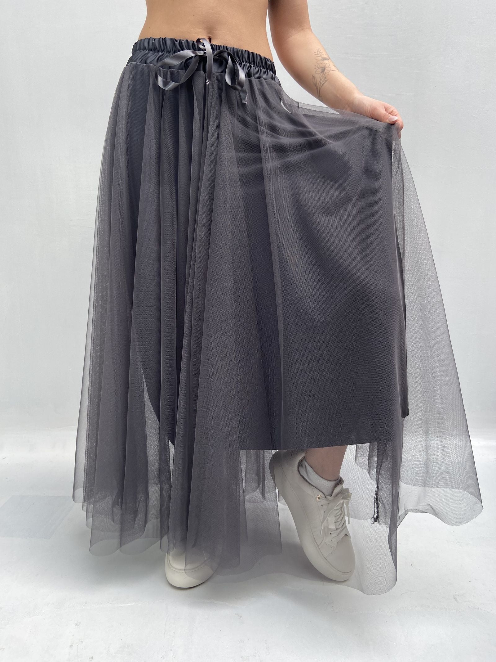 Gonna lunga in tulle MK04.015 GRIGIO OFELIA 