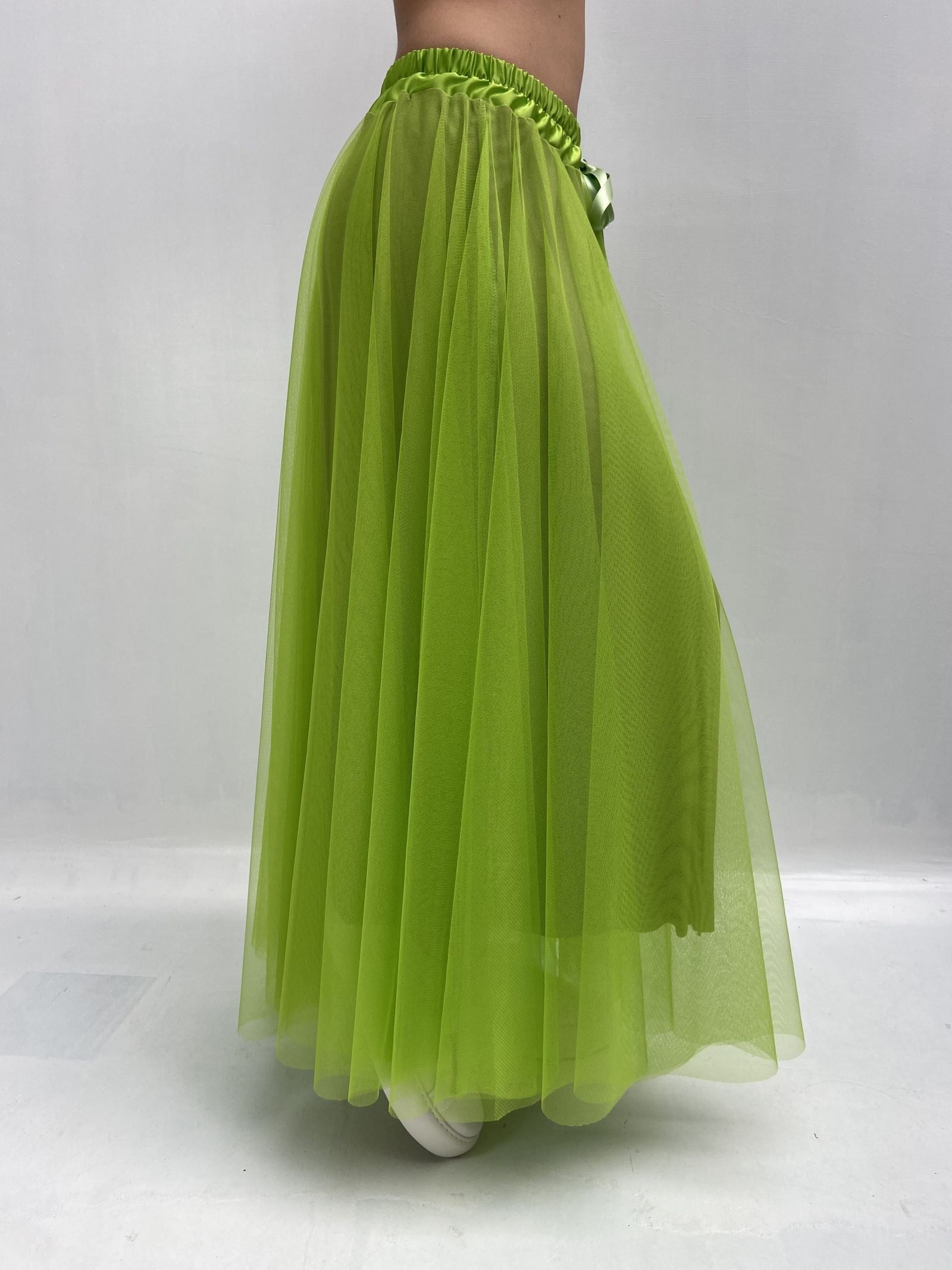 Gonna lunga in tulle MK04.015 LIME OFELIA 