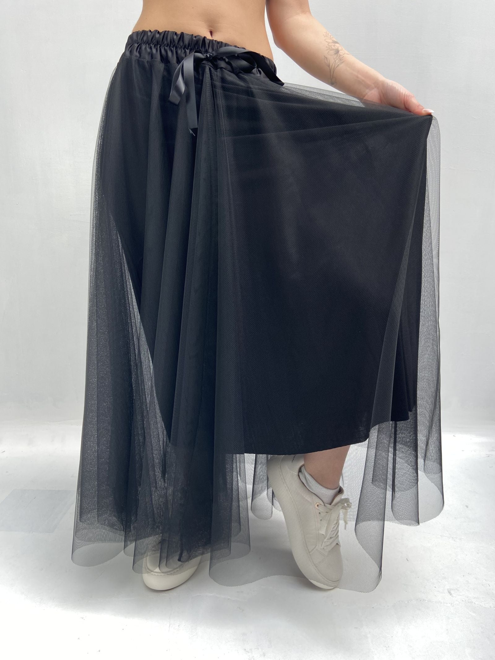 Gonna lunga in tulle MK04.015 NERO OFELIA 