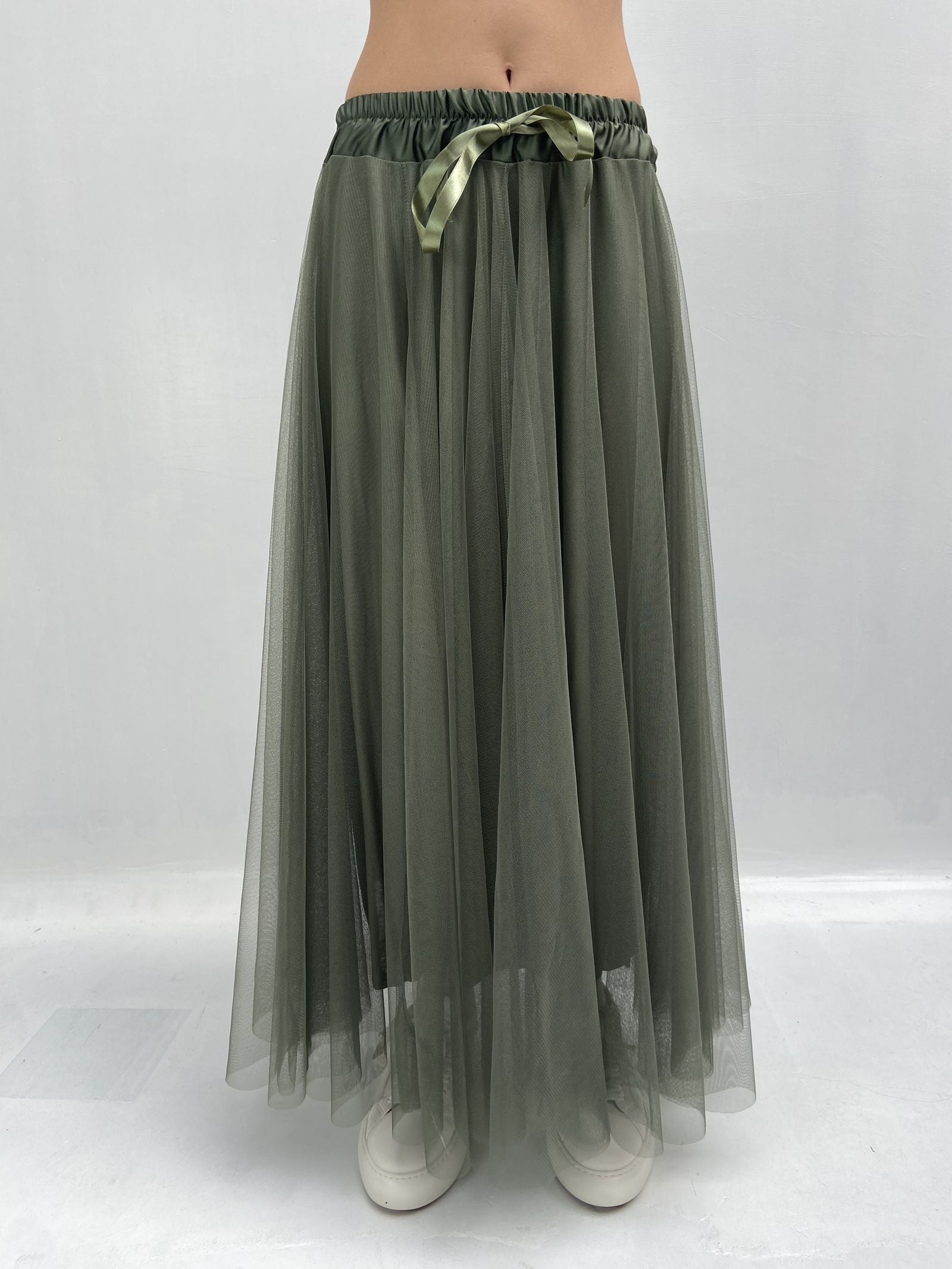 Gonna lunga in tulle MK04.015 VERDE OFELIA 