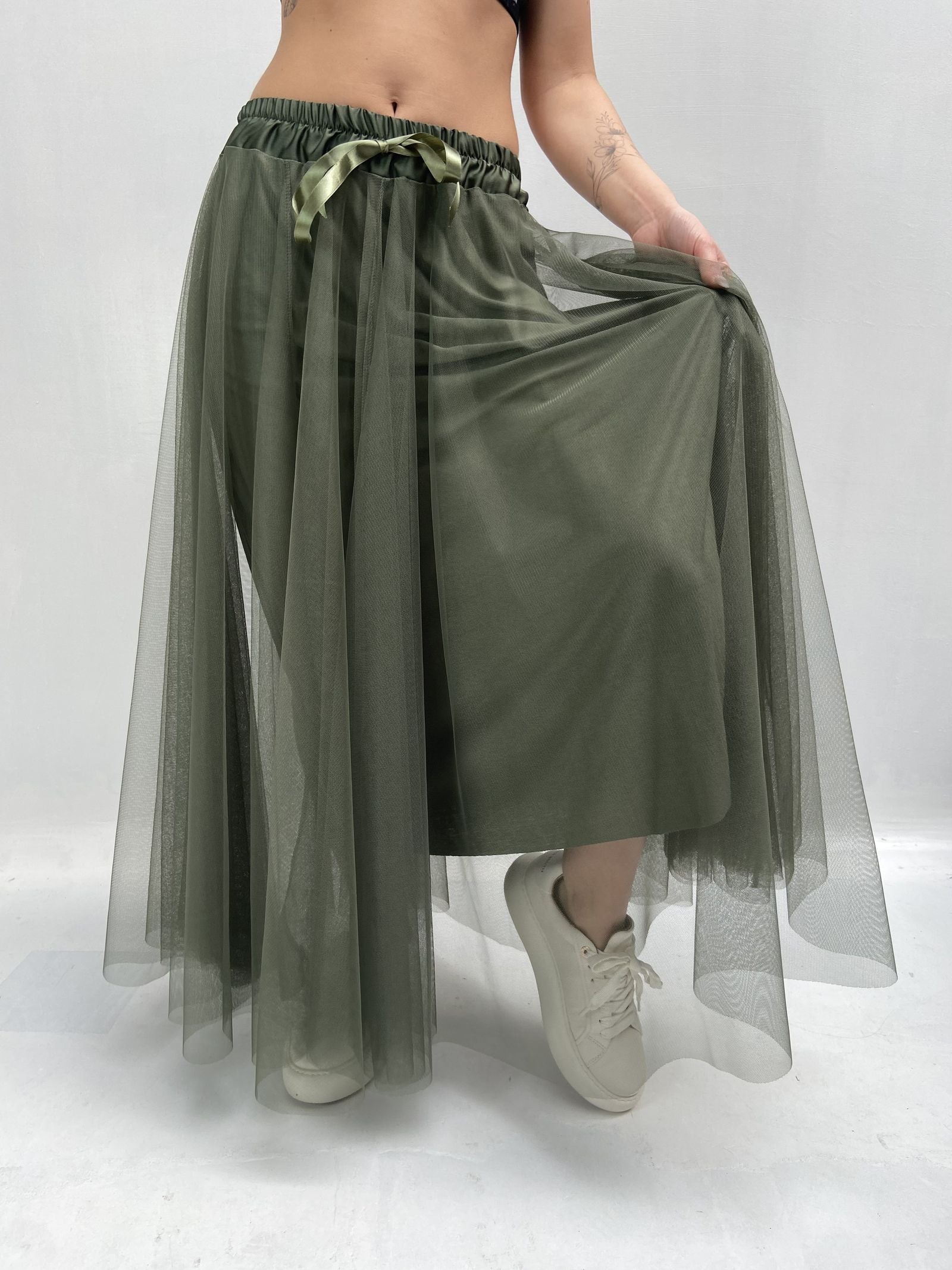 Gonna lunga in tulle MK04.015 VERDE OFELIA 