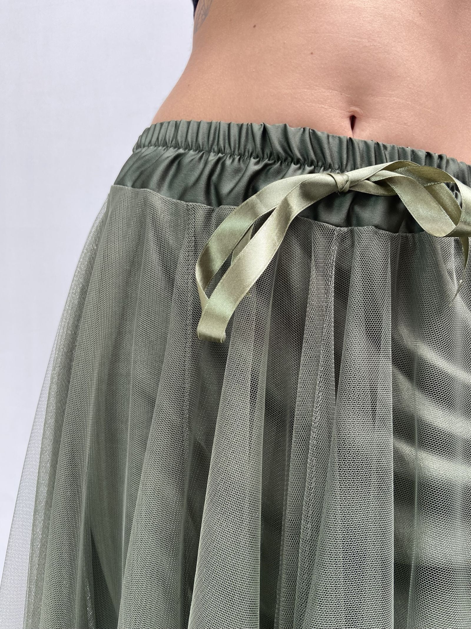 Gonna lunga in tulle MK04.015 VERDE OFELIA 