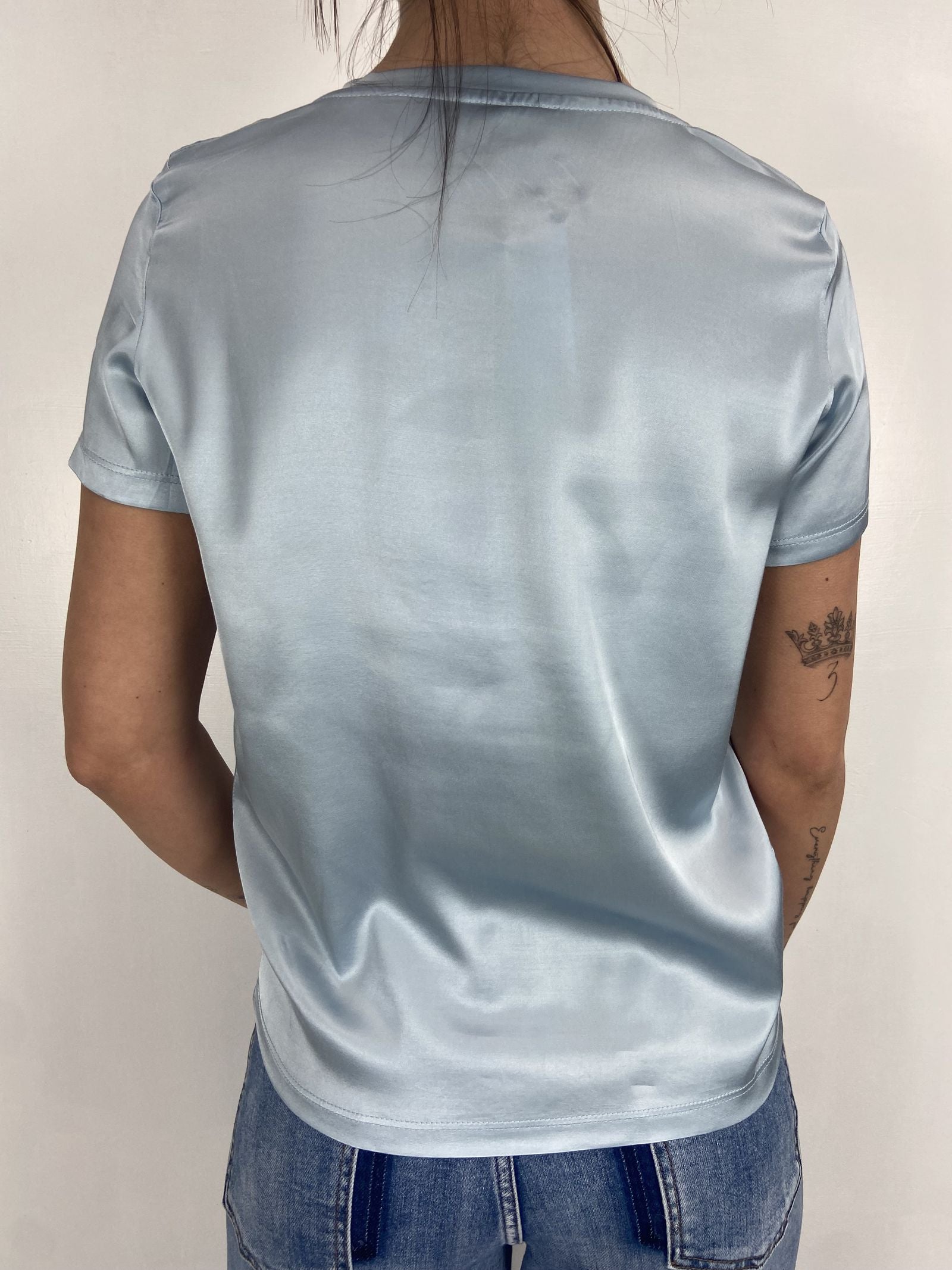 T-shirt lucida girocollo MM203633 AZZURRO OFELIA 