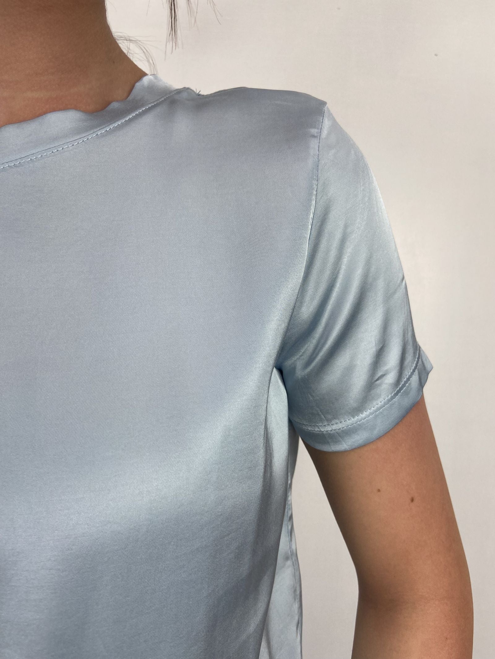 T-shirt lucida girocollo MM203633 AZZURRO OFELIA 