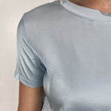 T-shirt lucida girocollo MM203633 AZZURRO OFELIA 