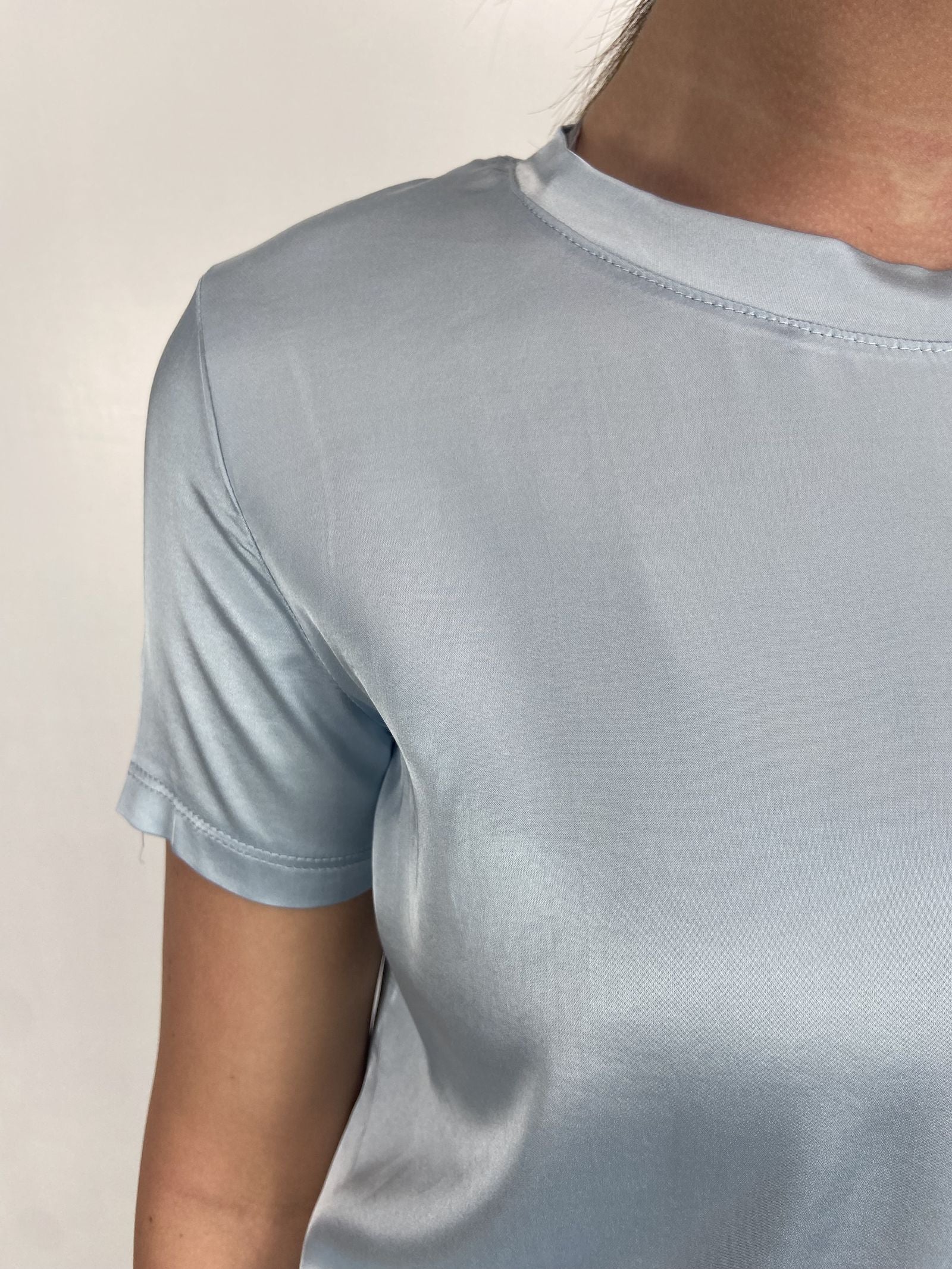 T-shirt lucida girocollo MM203633 AZZURRO OFELIA 