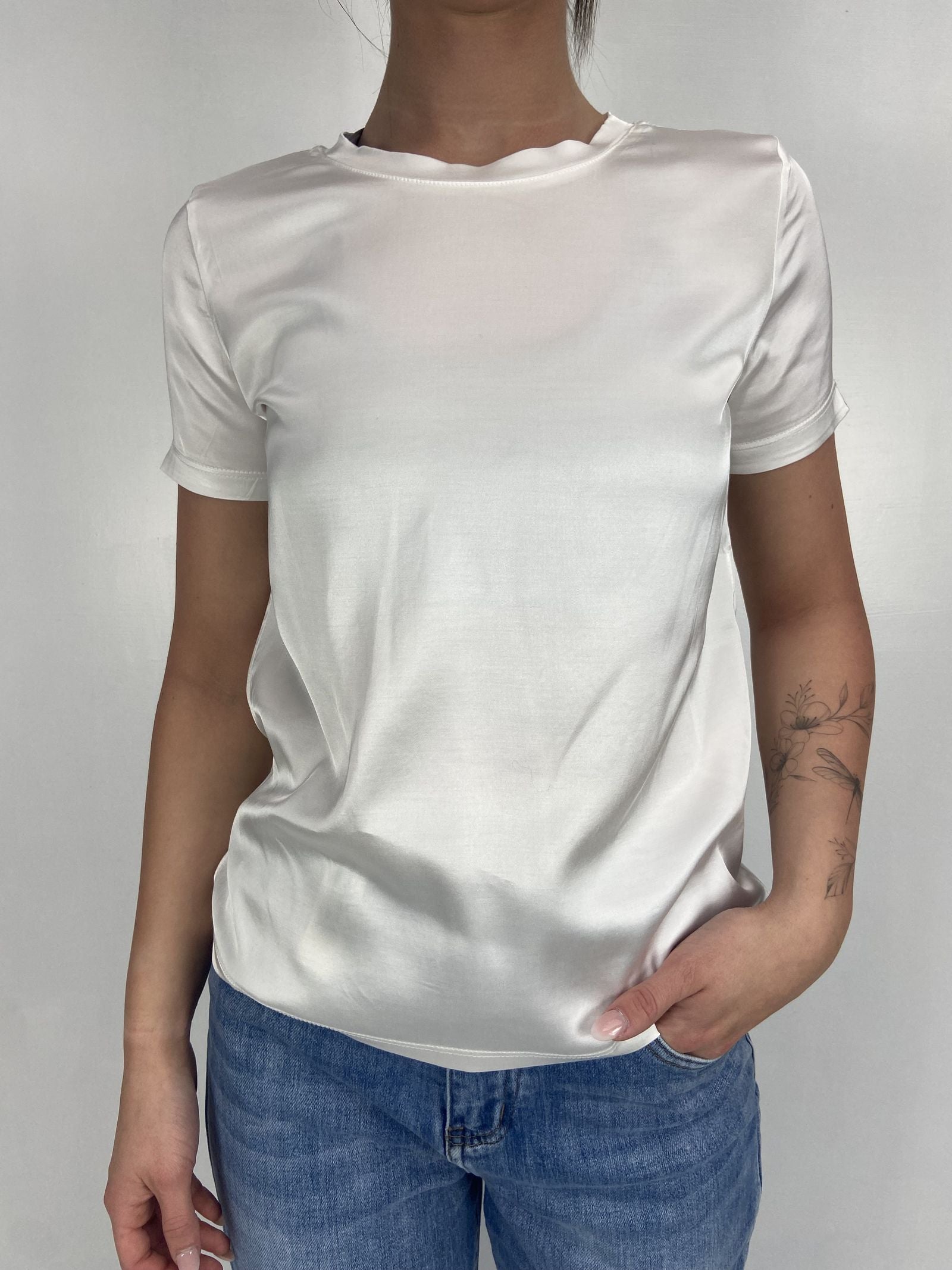 T-shirt lucida girocollo MM203633 BIANCO OFELIA 
