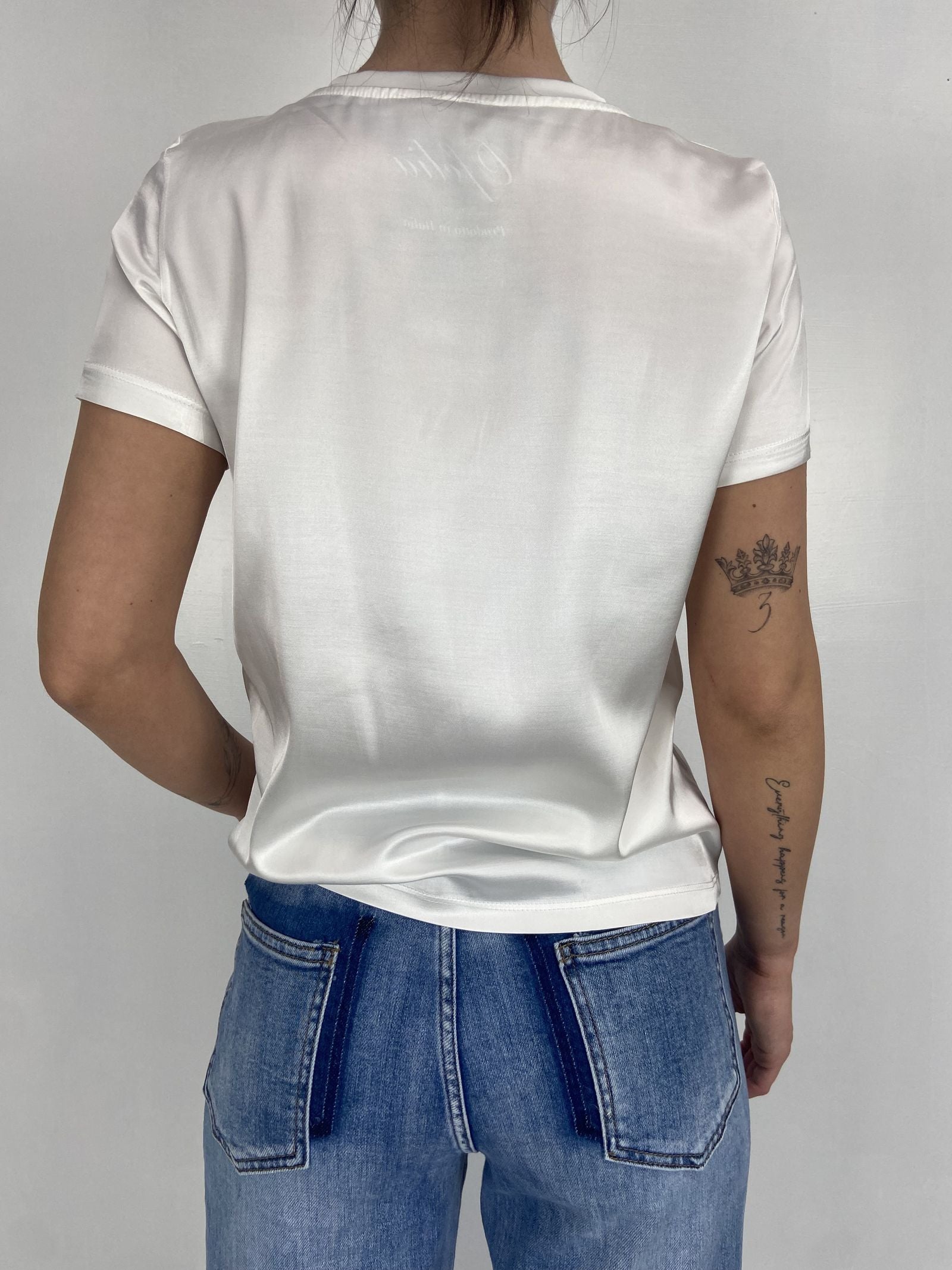 T-shirt lucida girocollo MM203633 BIANCO OFELIA 