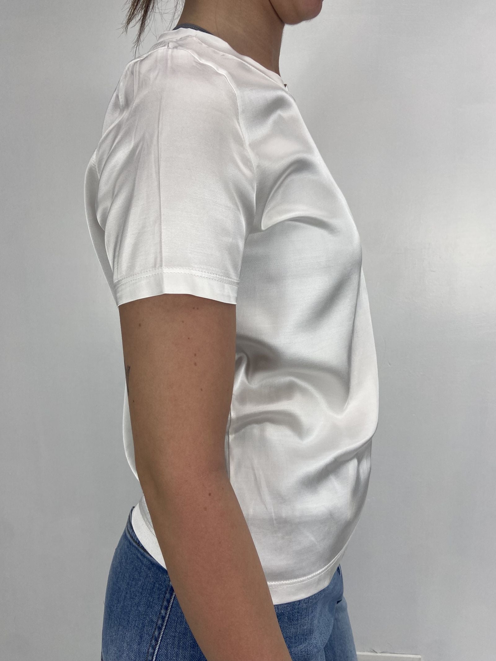 T-shirt lucida girocollo MM203633 BIANCO OFELIA 