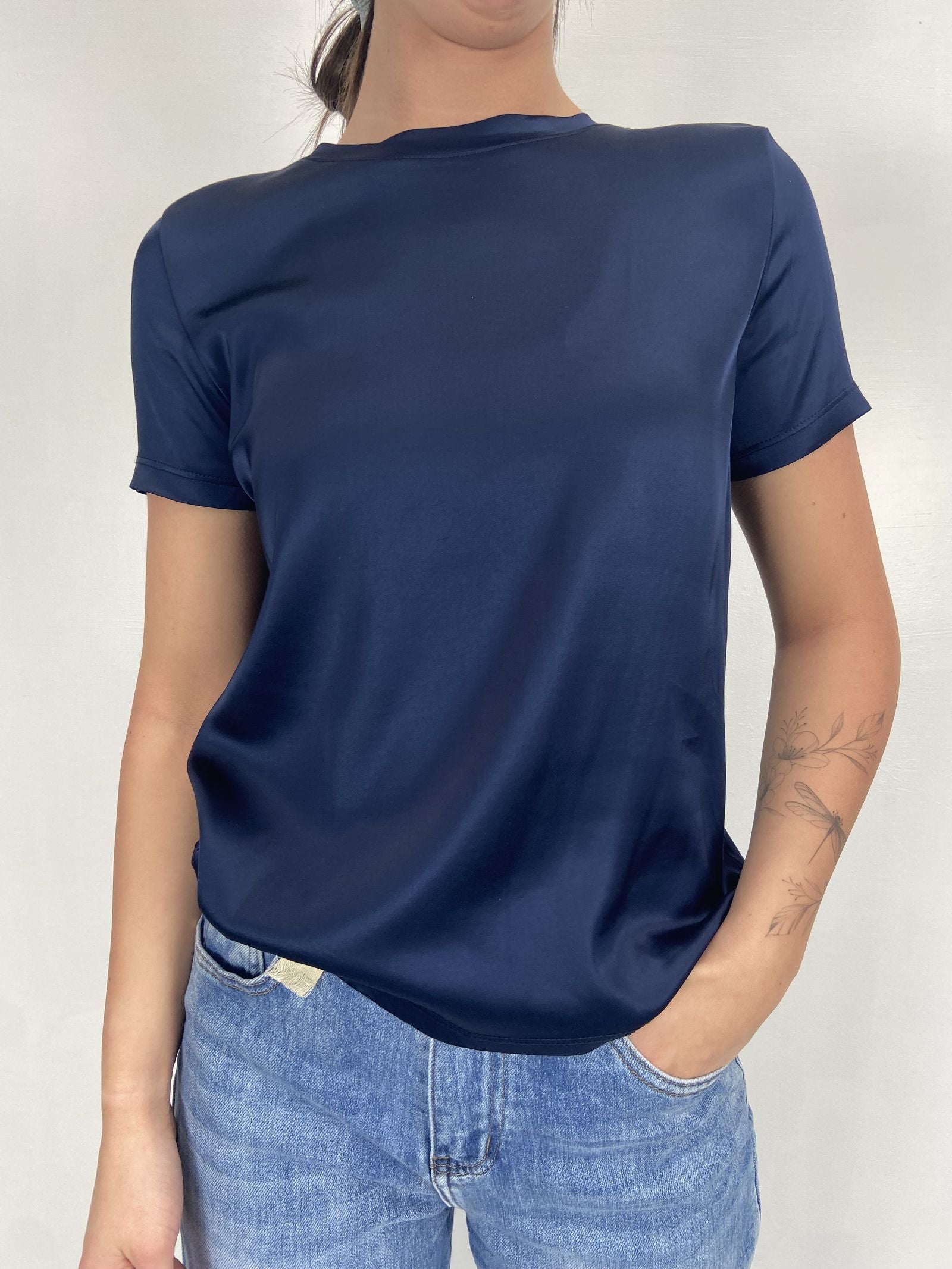 T-shirt lucida girocollo MM203633 BLU OFELIA 