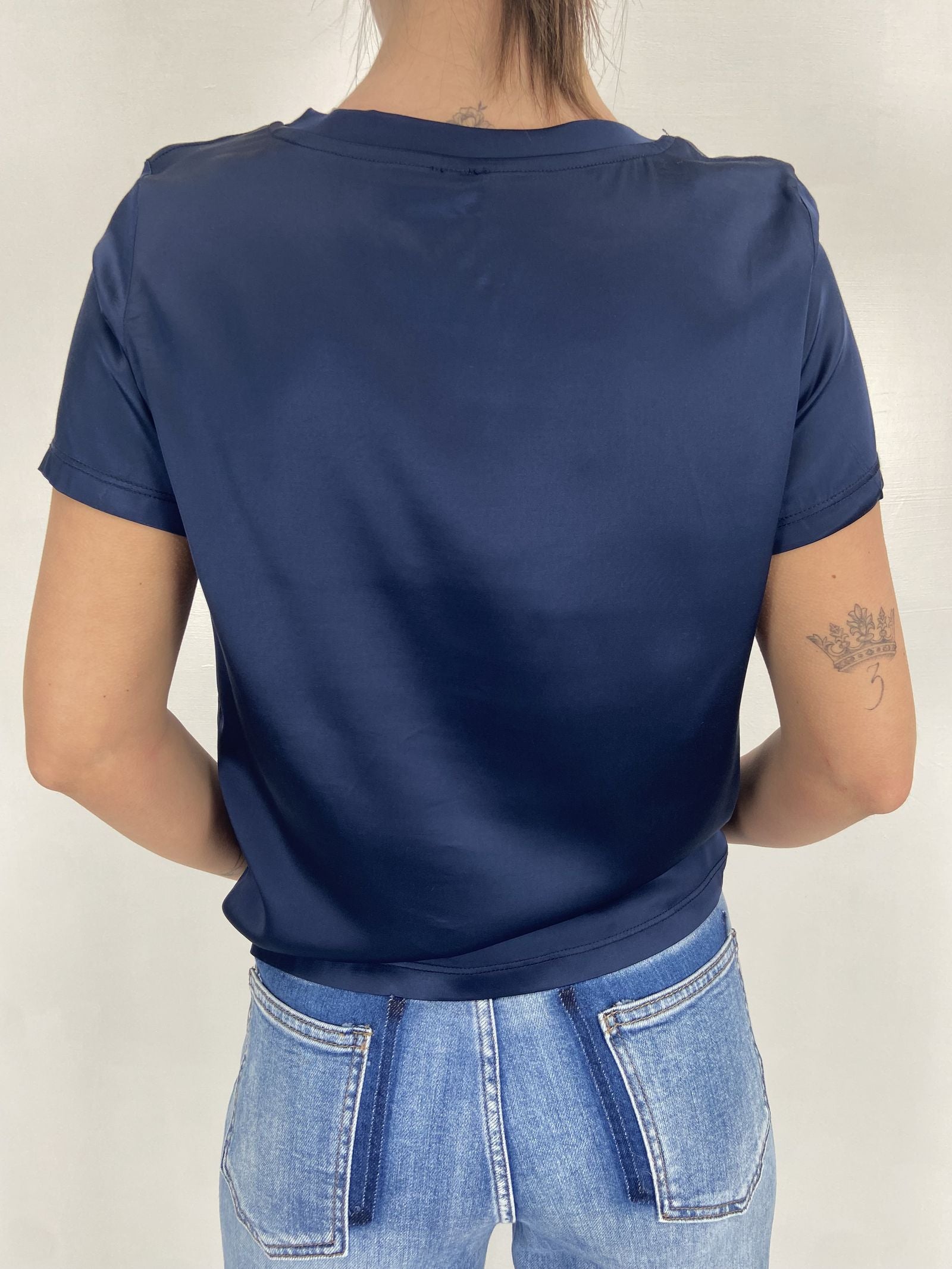 T-shirt lucida girocollo MM203633 BLU OFELIA 