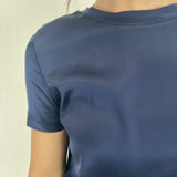 T-shirt lucida girocollo MM203633 BLU OFELIA 