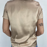 T-shirt lucida girocollo MM203633 CIOCCOLATO OFELIA 