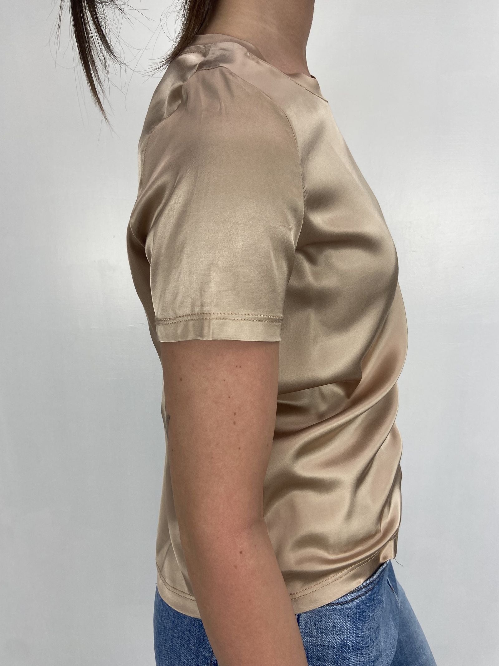 T-shirt lucida girocollo MM203633 CIOCCOLATO OFELIA 