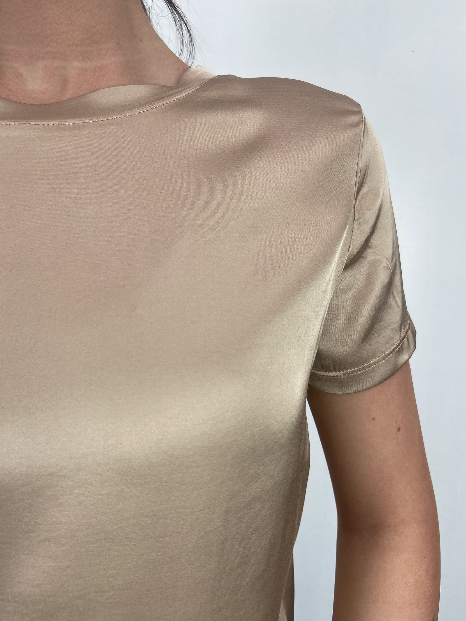 T-shirt lucida girocollo MM203633 CIOCCOLATO OFELIA 