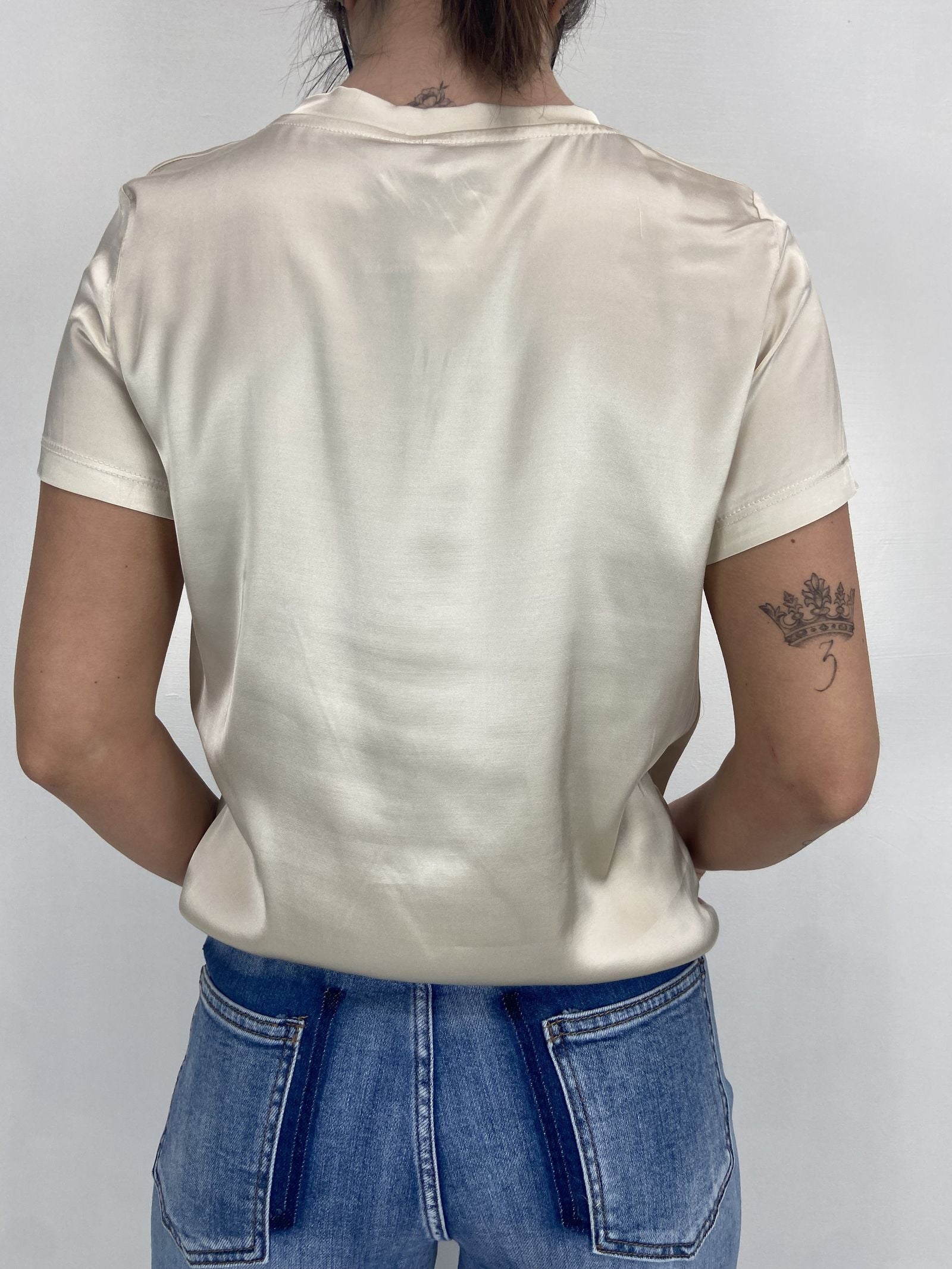 T-shirt lucida girocollo MM203633 CREMA OFELIA 