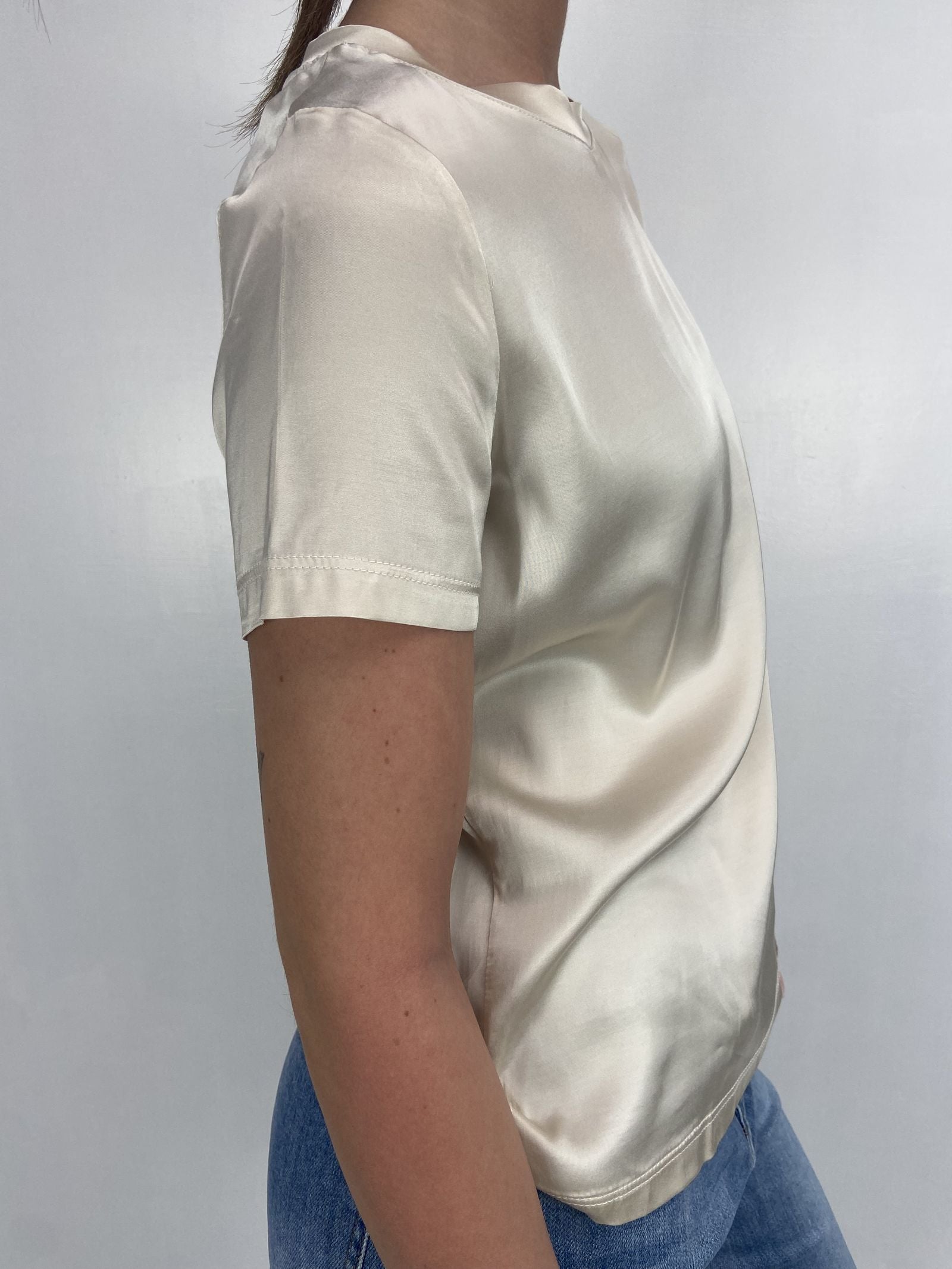T-shirt lucida girocollo MM203633 CREMA OFELIA 