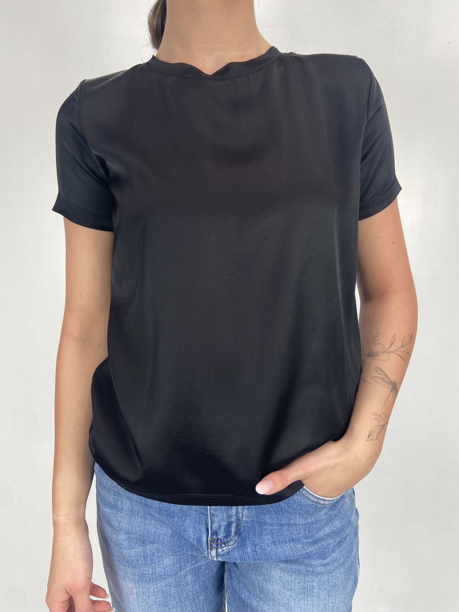 T-shirt lucida girocollo MM203633 NERO OFELIA 