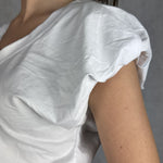 T- shirt scollo a V con manica a sbuffo OY6199 BIANCO OFELIA 