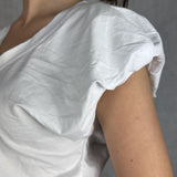 T- shirt scollo a V con manica a sbuffo OY6199 BIANCO OFELIA 