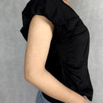 T- shirt scollo a V con manica a sbuffo OY6199 NERO OFELIA 