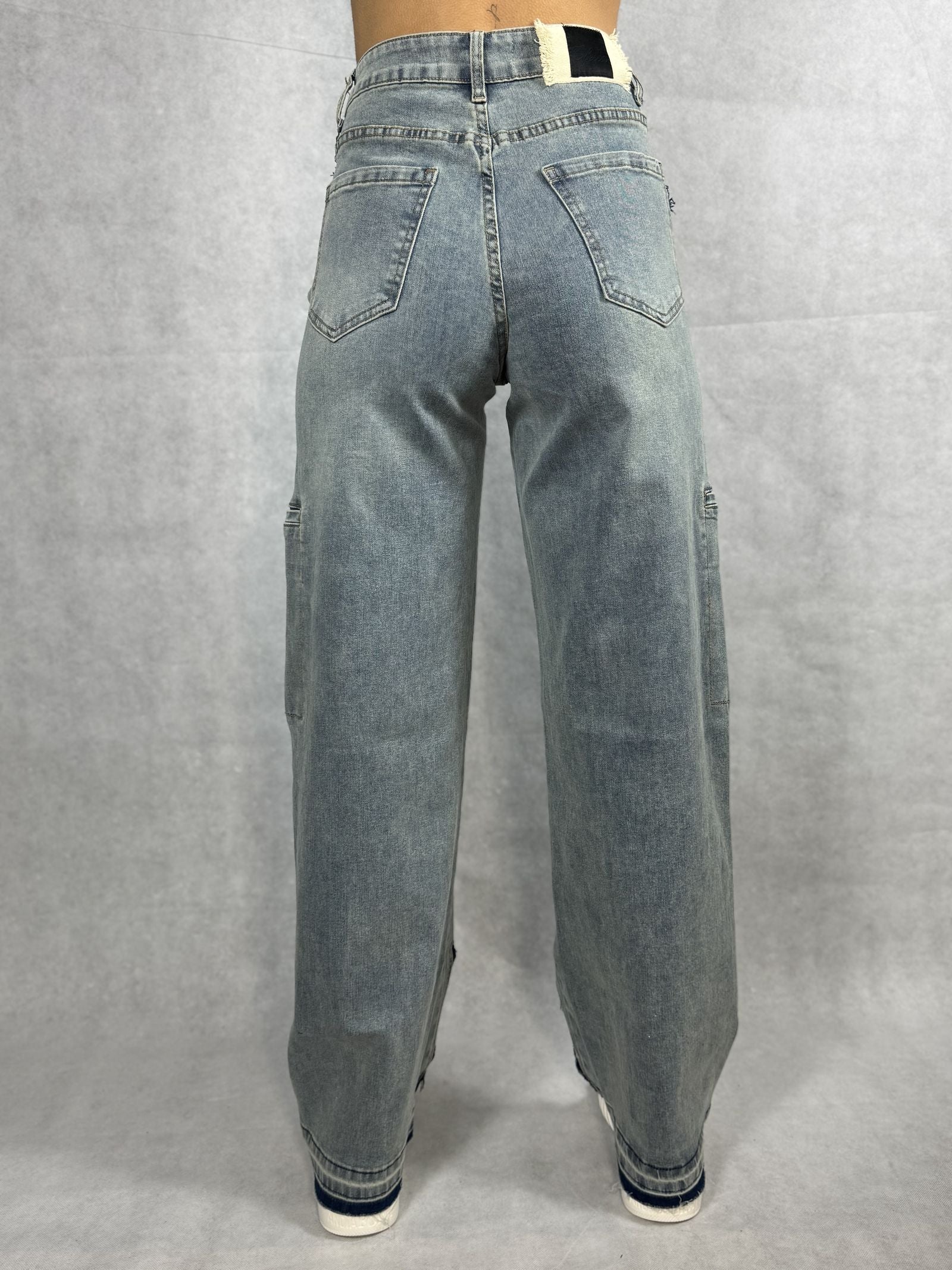 Jeans vita con tascone sulla gamba YW1128 DENIM OFELIA 