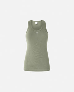Top canotta a costine con logo uccellini